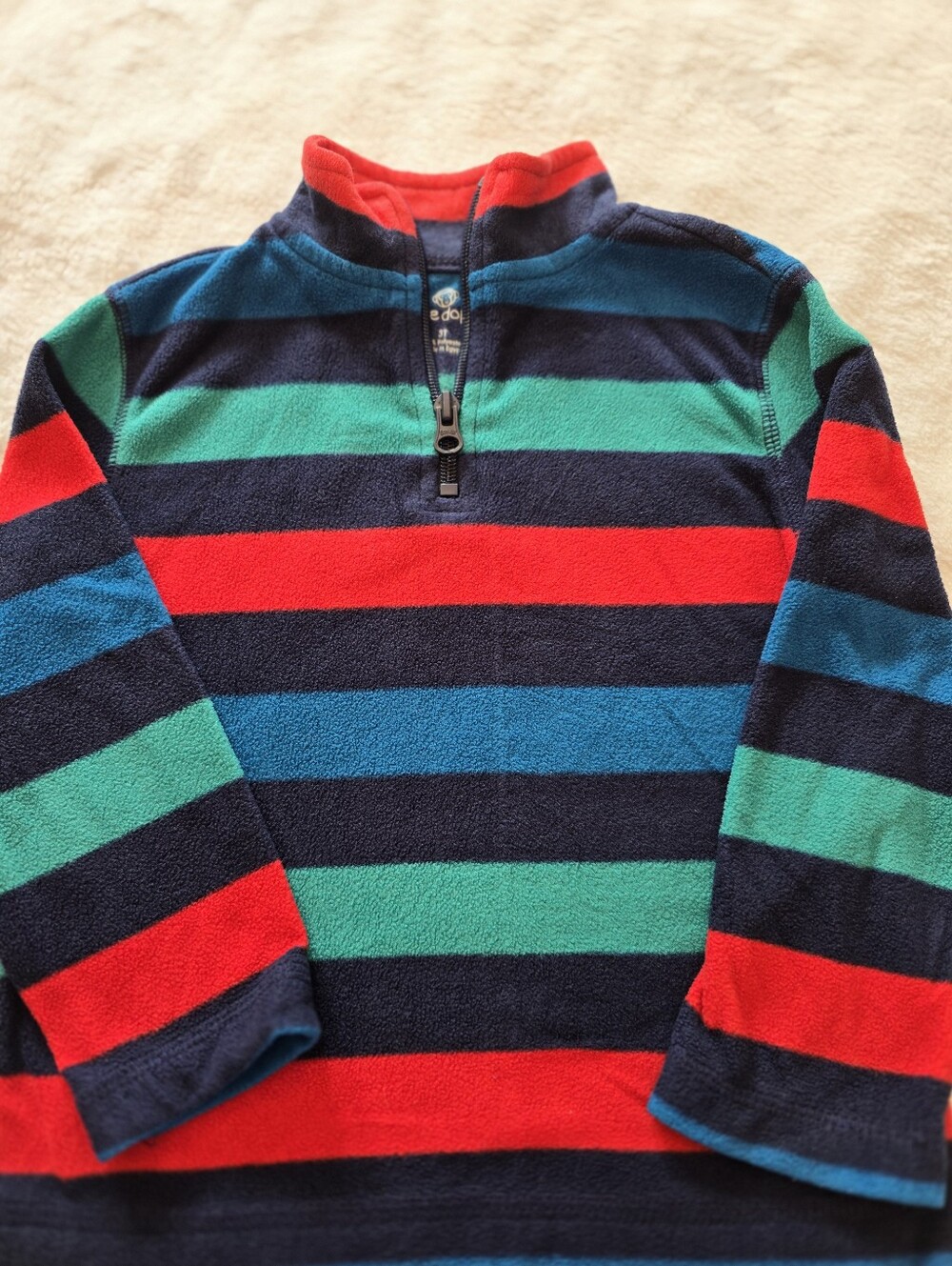 Men's Navy Multi-Stripe Half-Zip Fleece Sweater